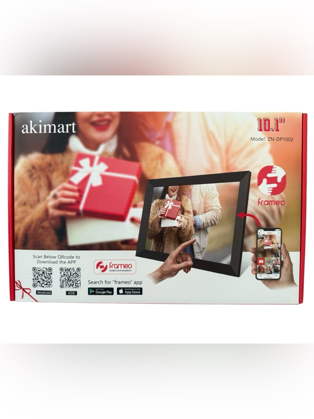 Akimart 10.1” Digital Photo Frame - Frameo Wi-Fi Photo Sharing - Model ZN-DO1002